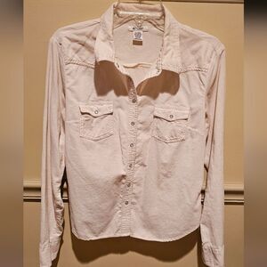 Girls Ivory Cotton Corduroy Cream With Decorstove Buttons Shirt Size XL